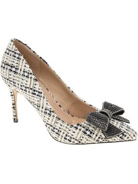 NWOT BCBGeneration BISSHA-2 Pointed Toe Pump with Bow, Ivory Multi 9
